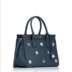 🦋KATE SPADE FLOWER MEDIUM SATCHEL PETROL BLUE 🦋